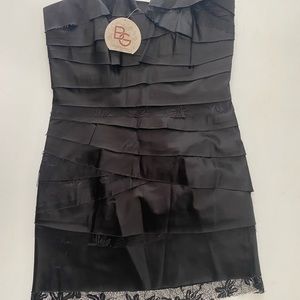 BCBG Generation Black strapless pleated bodycon dress. Size 12